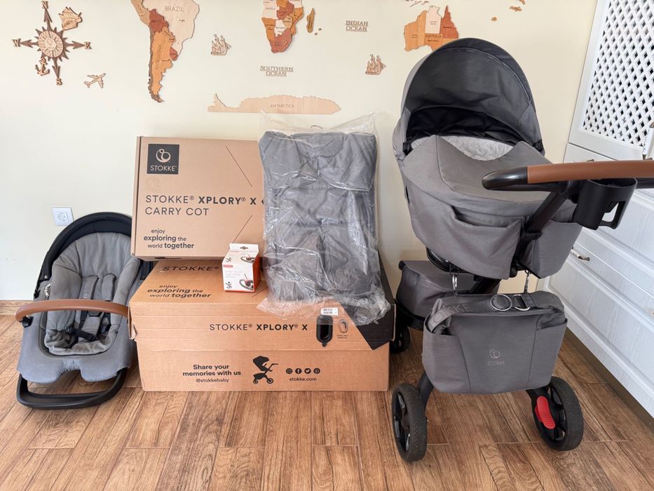 Бебешка количка Stokke Xplory  X + Carry Cot - Modern Grey