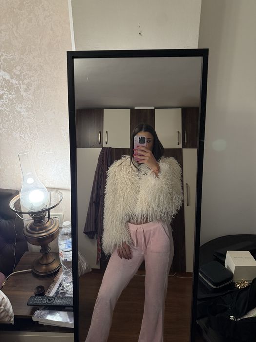 Палто с косъм лама Zara