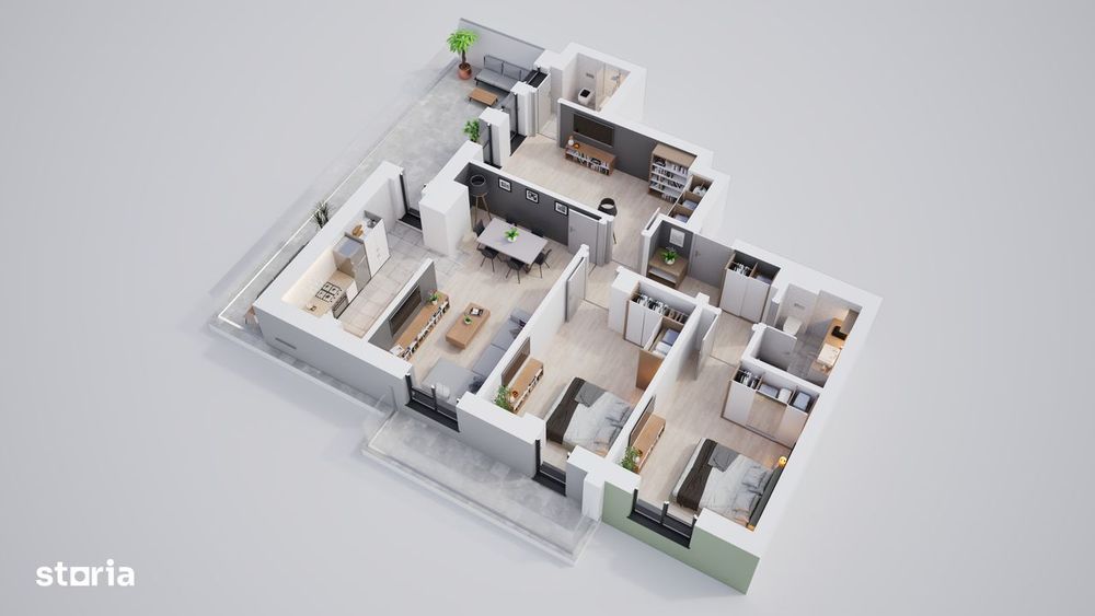 Apartament 4 camere cu terasa si balcon, spatii verzi si loc de joaca