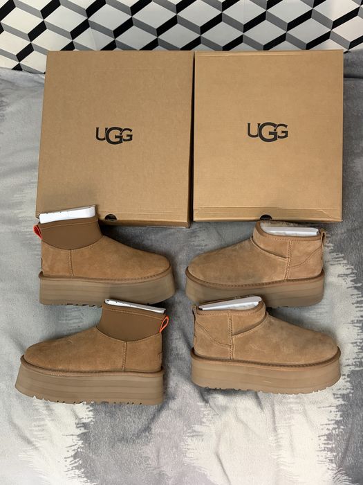 ghete cizme Ugg Clasic Mini Dipper platform ultra mini bej crem maro marime 37 38 39 40 blana