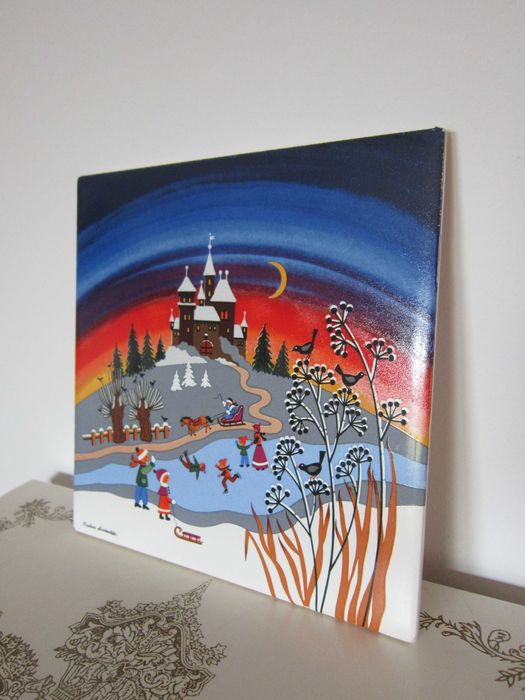 cadou rar Placa ceramica Iarna Castel de vis Bavaria de F.Barbara 1980