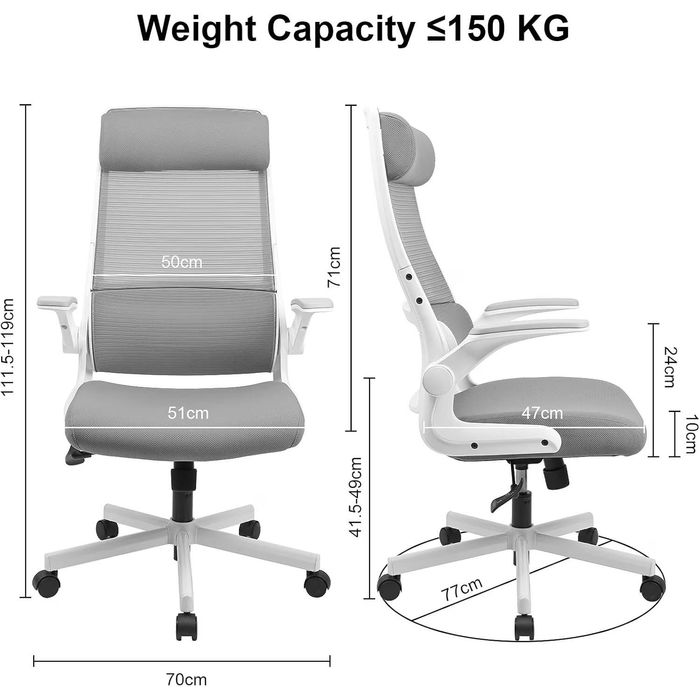 офис стол MELOKEA, с лумбална опора, мрежеста облегалка