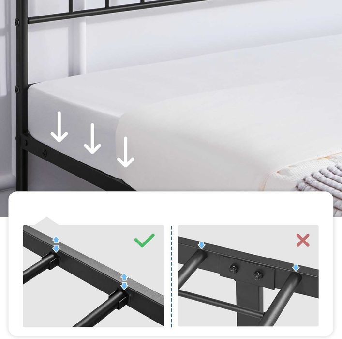 Pat metalic dublu 160x200 cm cu somieră |S 615255 Black(160*200cm)