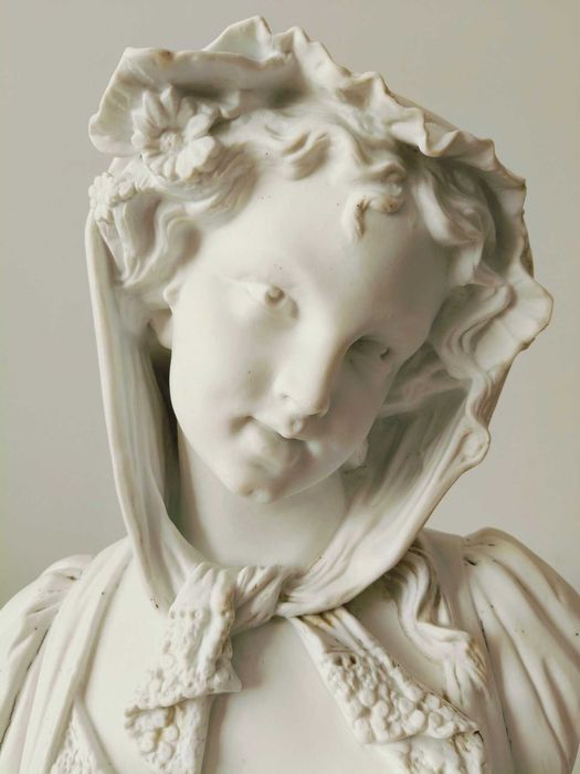 Hector Lemaire - Fanchonnette, Statueta art nouveau portelan biscuit