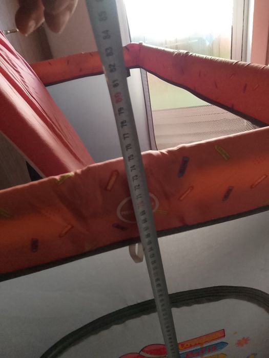 Кошарка за бебе, със мрежа, със врата, двойно дъно сгъваема