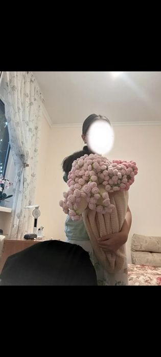 Плед букет ручной вязки