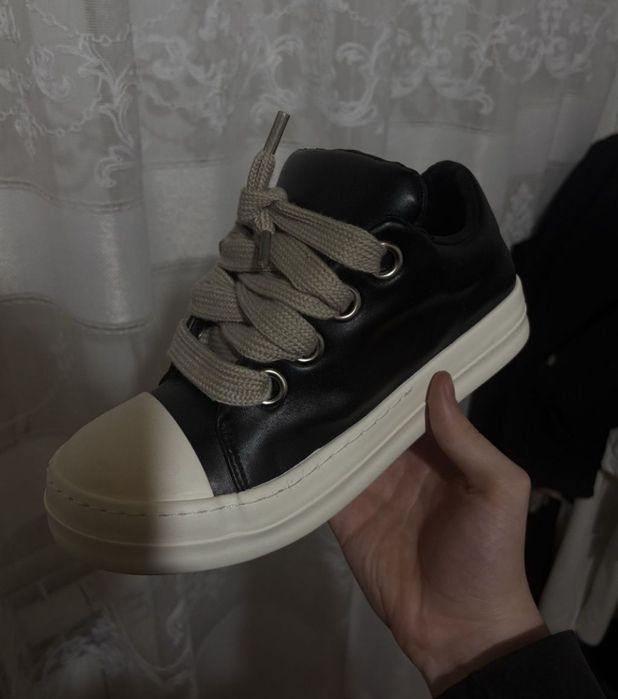 STOC LIMITATI!! Adidasi / Sneakers Rick Owens Jumbo Laces Alb / Negru Marimi 39-44 Unisex