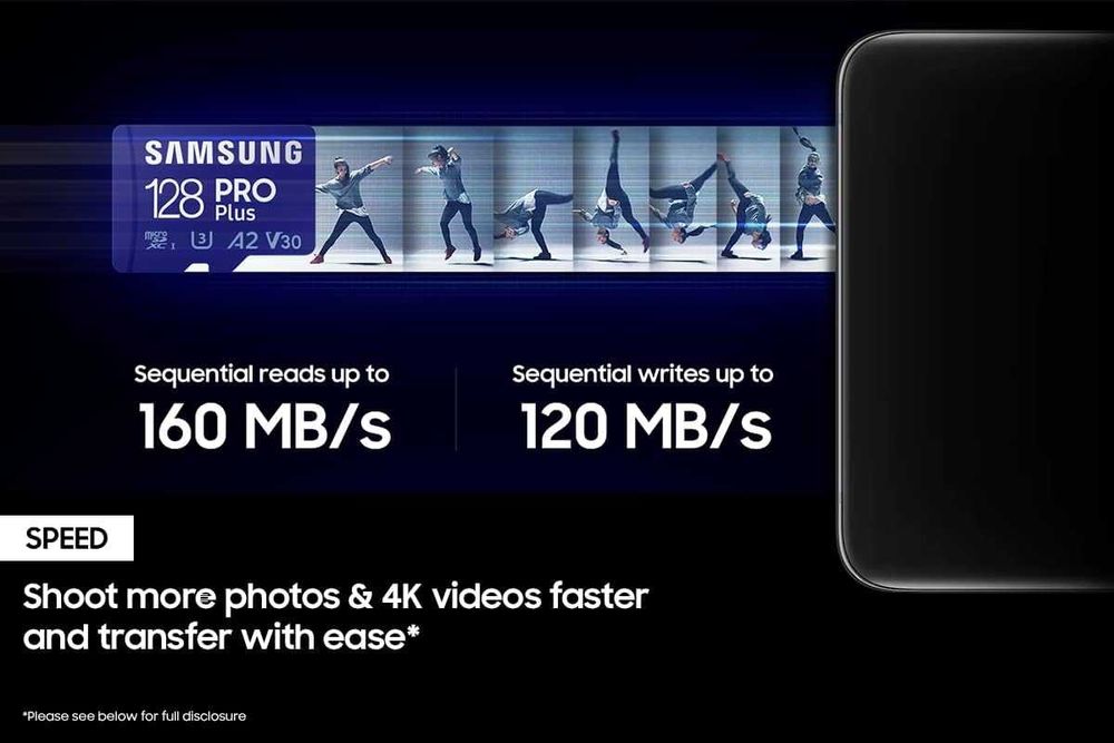 Samsung PRO Plus 128GB microSD, 160MB/s | Доставка  [Оригинал США]