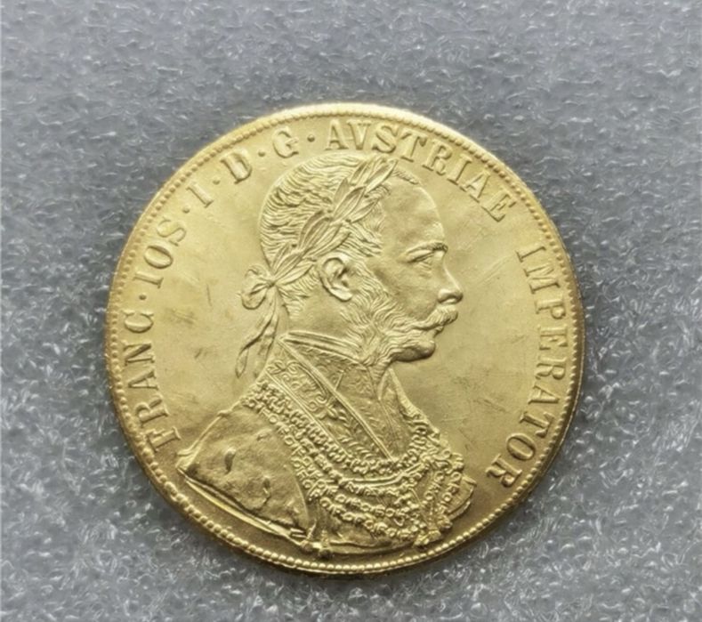 Moneda placata cu aur 24k 1 ducat franz joseph , cocosel , galben
