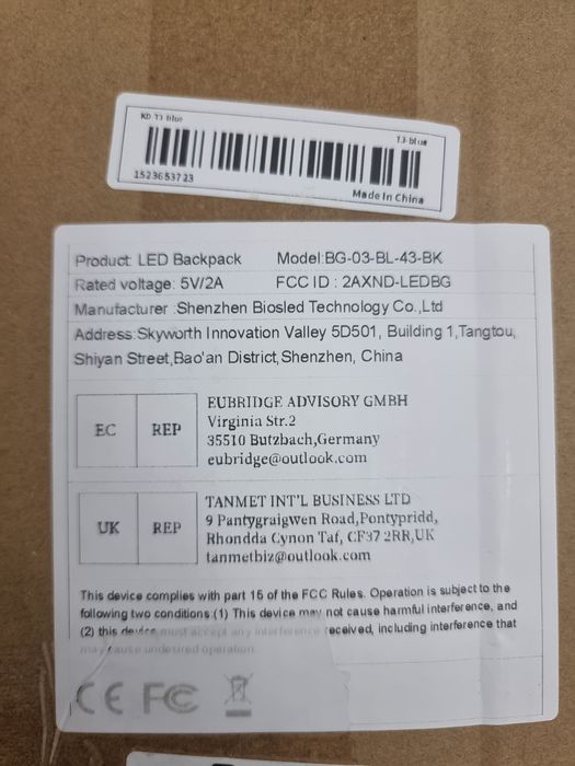 Rucsac cu led sigilat