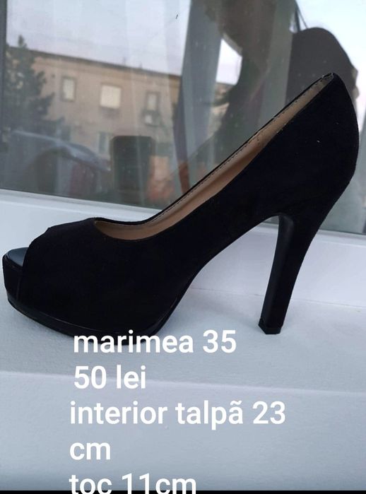 Pantofi negri eleganți cu platformă cu toc damă mărimea 35