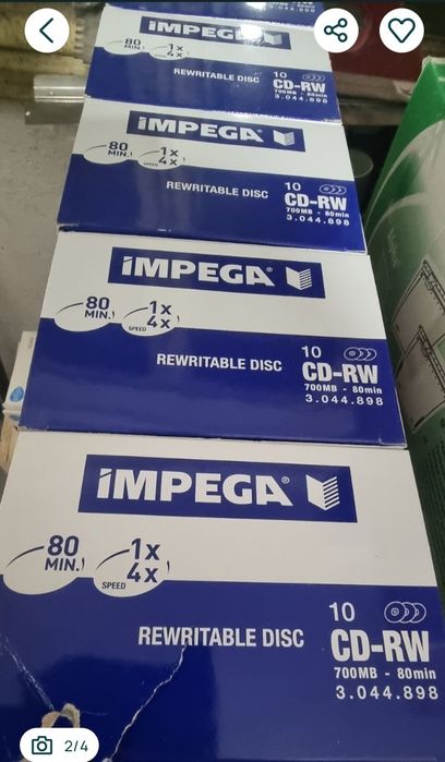 Discuri CD-RW Impega reinscriptibil cu 10 discuri/cutie,700 MB,nou