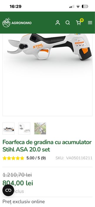 Foarfeca de gradina Stihl cu acumulator-Sigilata
