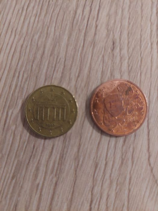 10 евро цента 2002 германия и 5 евро цента Франция 2021