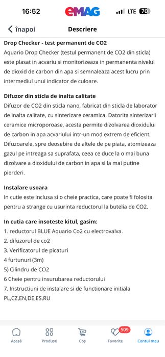 Vand sistem de acvariu CO2 Aquario profesional 2 litri