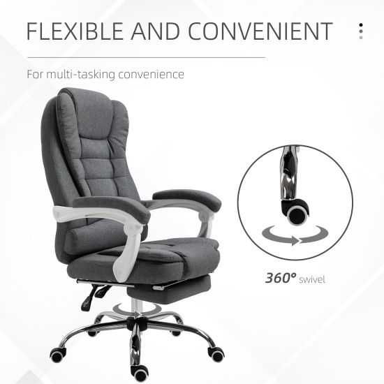 Scaun de Birou Ergonomic Vinsetto cu Suport pentru Picioare Gri