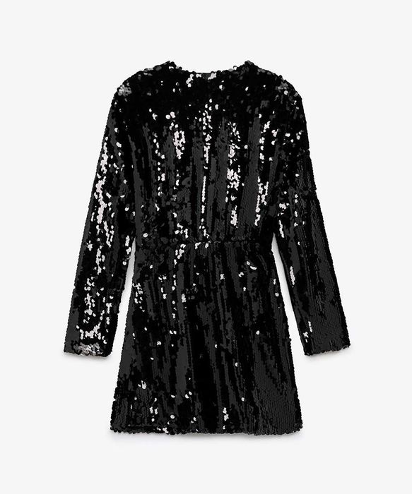 Rochie Zara, neagra, cu paiete, marimea S