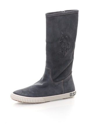U.S. Polo Assn. Сиви велурени ботуши с лого