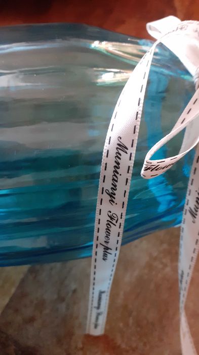 ваза стъклена синя дизайнерска качествена висока 30 см за къмпинг