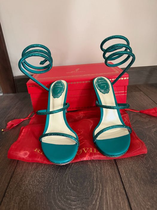 Високи обувки, Rene Caovilla, тъмно зелени 38 номер