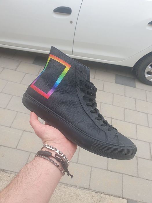 Papuci Louis Vuitton SNEAKERS MEN'S BLACK LEATHER (44)