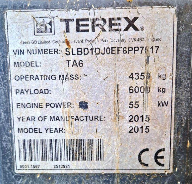 TEREX TA6, dumper capacitate incarcare 6 Tone