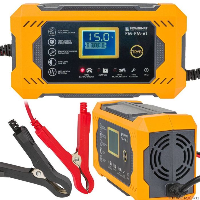 Redresor auto cu microprocesor, 6/12V 6T, Powermat