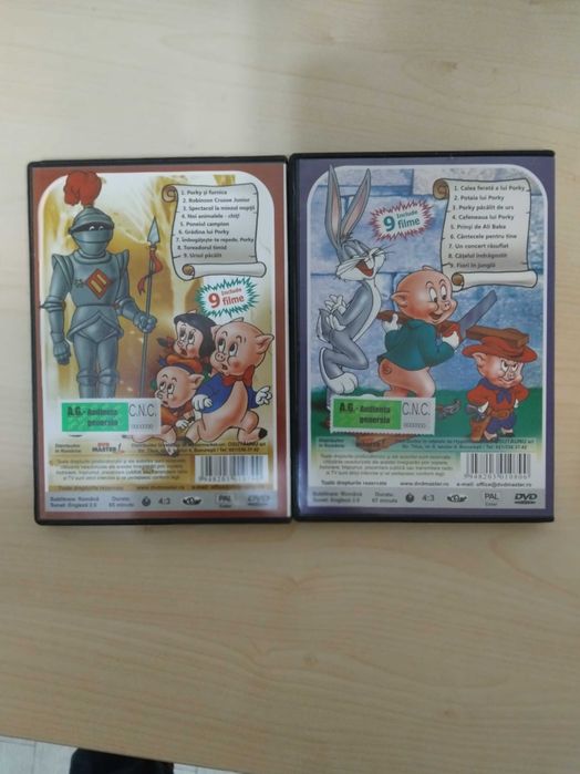 Vand 2 DVD-uri cu desene animate Porky Pig si prietenii