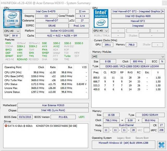 Kit Placa de baza Acer soket 1150 + Procesor I5 4570 + Ram 16 Gb