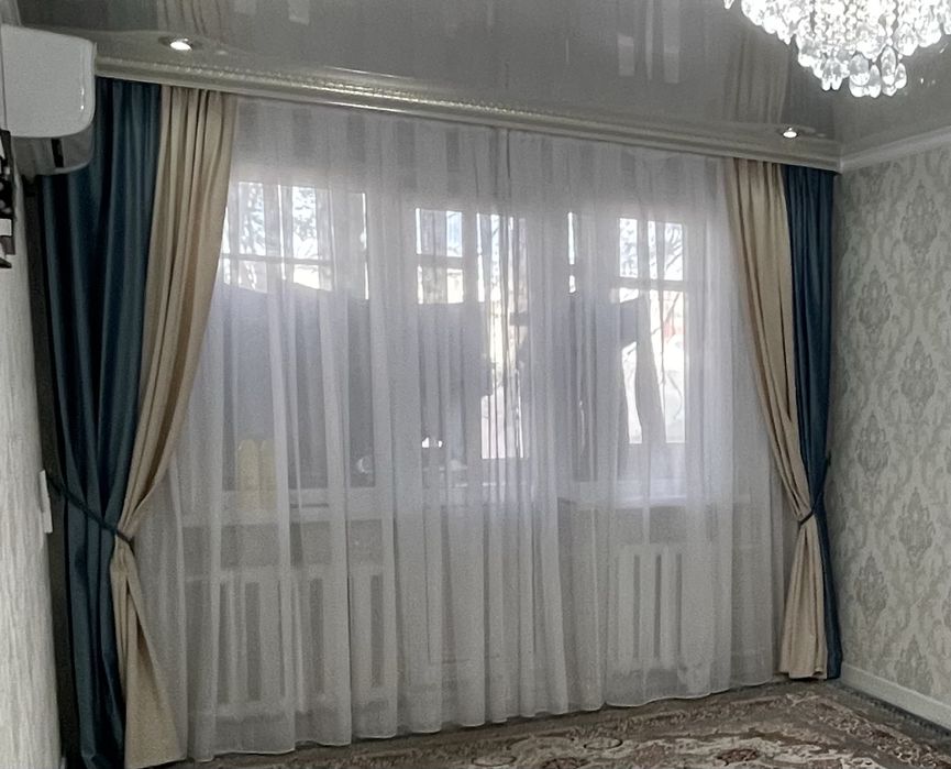 Шторы комплект с тюльом.