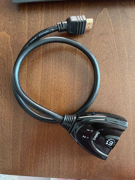 Сплитер Manhattan, от HDMI(м) към 2x HDMI(ж), 0.5m, черен