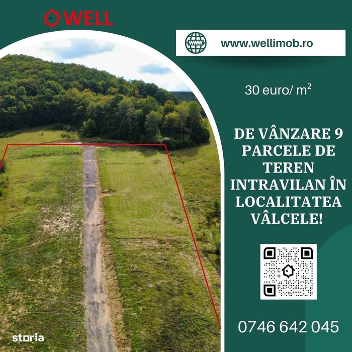 De vânzare 9 parcele de teren intravilan în localitatea Vâlcele!