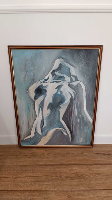 Стара картина "Тялото" - масло върху фазер - СБ - 80/63см