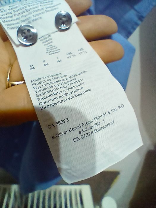 Cămașă albastră s.Oliver Black Label Modern Fit mărimea 44 / 17.5 (100% bumbac)