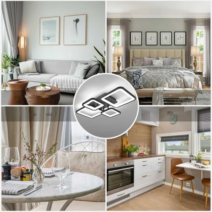 Абажур Луксозна LED 60W лампа плафон квадратен вид плафониера