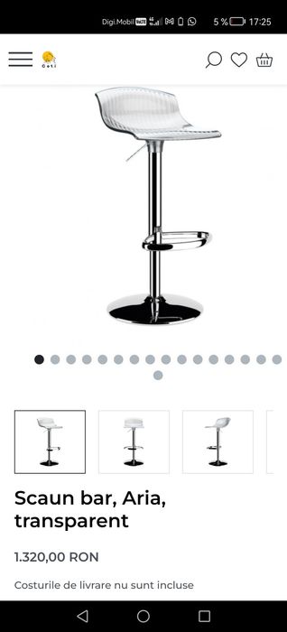 Scaune de bar transparent Aria cu defecte