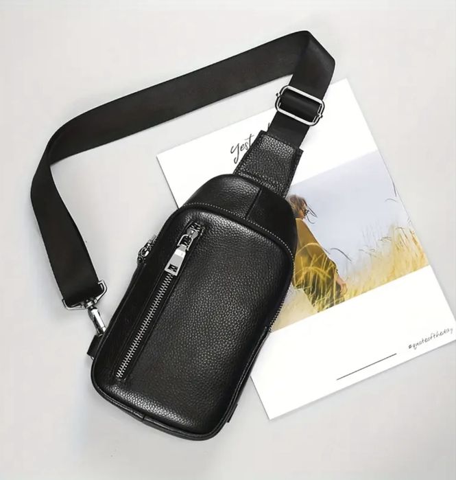 Мъжка дисплей чантичка за през рамо/Универсална и Луксозна-естест.кожа