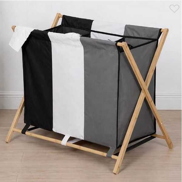 Декоративен кош за пране Mercado Trade, Трицветен, Бамбуk