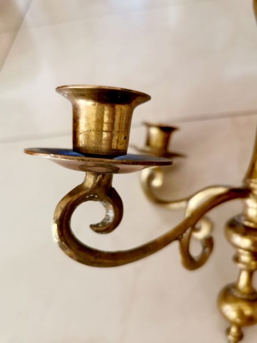 Антикварна масивна бронзова таванна лампа свещник подвижна лампа свещ