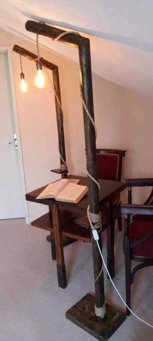 Дървена подова лампа-абажур,настолна лампа,нощна лампа.