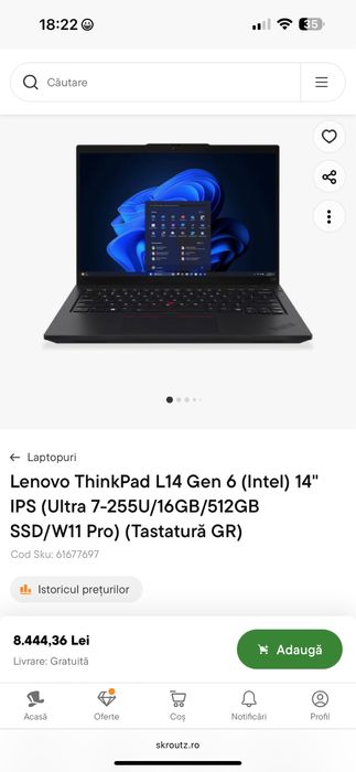 Ultrabook Lenovo ThinkPad L14 Gen 6 cu procesor Intel Core Ultra 7