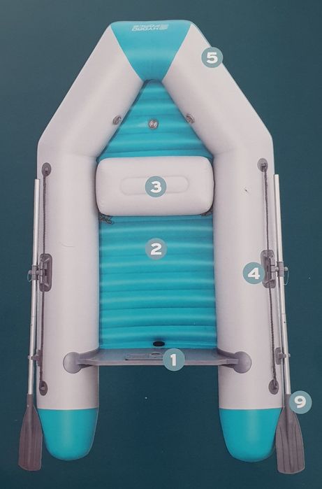 Нова Лодка 2.30м с вграден транец комплект с гребла и помпа Bestway