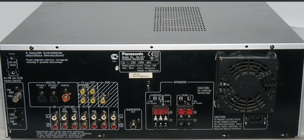 Домашно кино 5.1 Panasonic-Technics Dolby Digital ресивър+5 тонколони+субуфер - общо 550W RMS