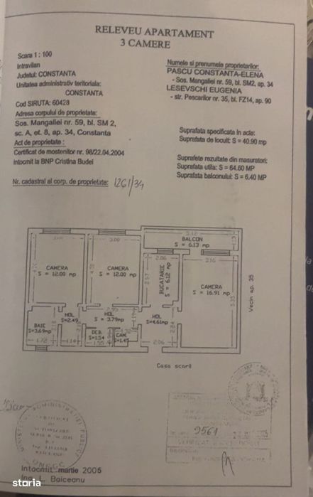 Apartament decomandat cu 3 camere -71 mp-etaj8/10-zona Gara, Constanta