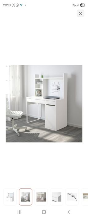 Стол компьютерный с надстройкой IKEA МИККЕ, 105х50x139 см, белый