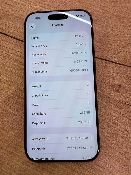 Apple iPhone 17 Pro 256GB | Baterie 100% 34 Cicluri | Garanție 24 Luni