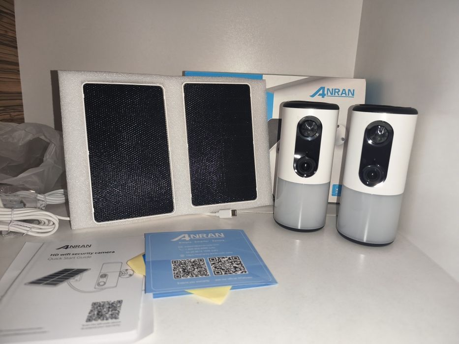 Cameră Supraveghere Wireless ANRAN 2K cu Panou Solar (Set 2 bucăți