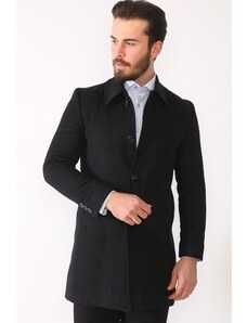 Palton slim 48 M premium Atelier Torino lana superioara moale negru