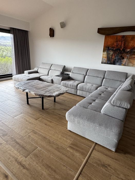 ЧИСТО НОВ ЪГЛОВ ДИВАН С МНОГО ФУНКЦИИ ЕЛ. Канапе , подвинжа маса  и др