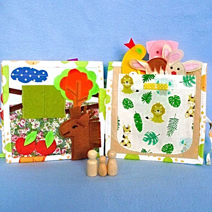 Carte senzoriala din fetru cu marionete pe degete ,10 pagini.